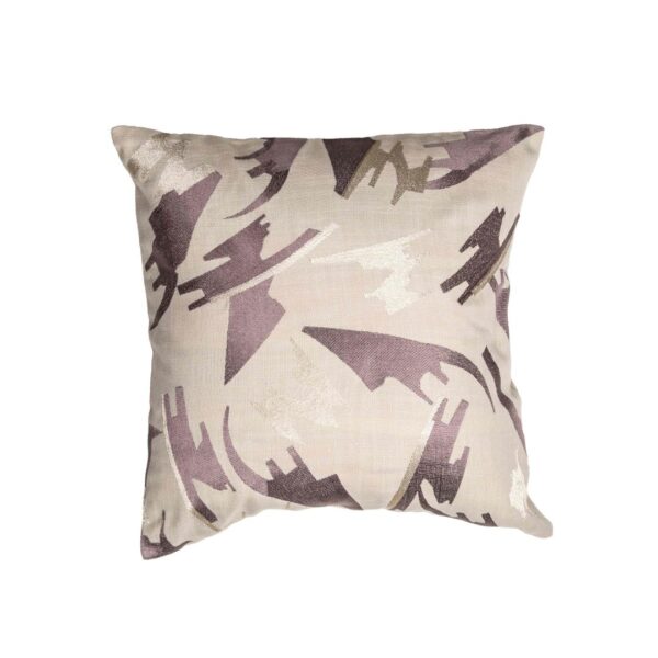 a full image of tufted cushion cover with brown landscape purple line designs made by Myrahh